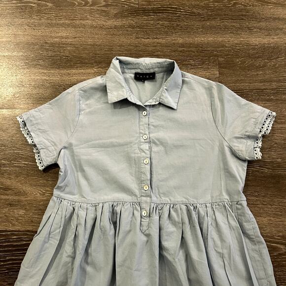 HATCH Maternity The Inez Eyelet Babydoll Shirt Dress Blue 100% Cotton 0 / XS EUC - Picture 7 of 15